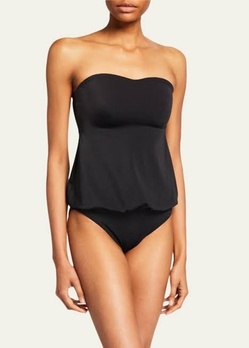 Norma Kamali Women's XXS Black Strapless Babydoll Mio One Piece Swimsuit D24-1